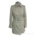 Ladies' trench coat, made of 100% polyester shell fabric